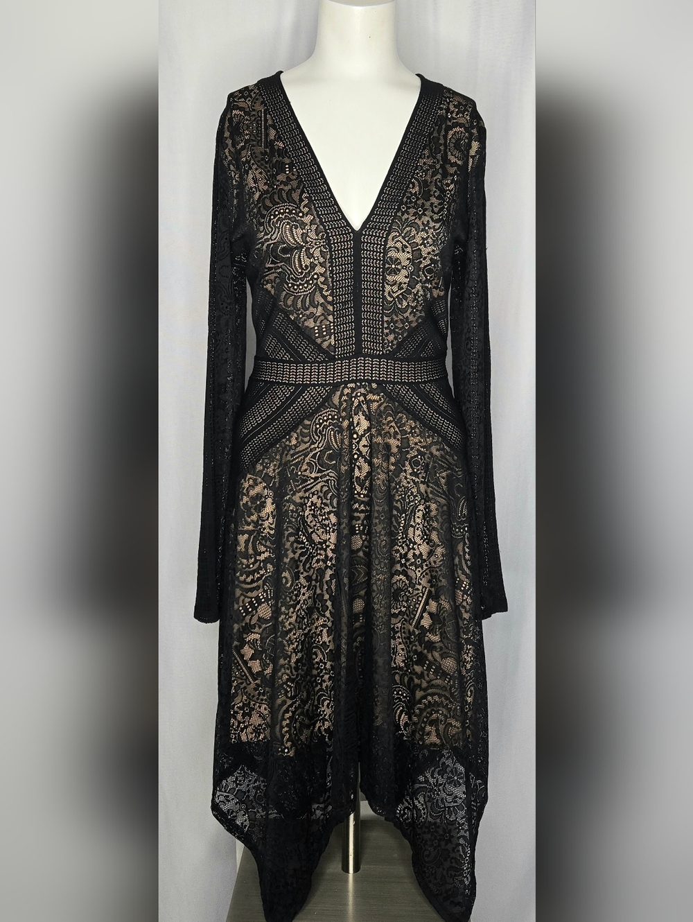 BCBGMaxAzria Alex Black Lace Asymmetrical Dress - Size M NWT